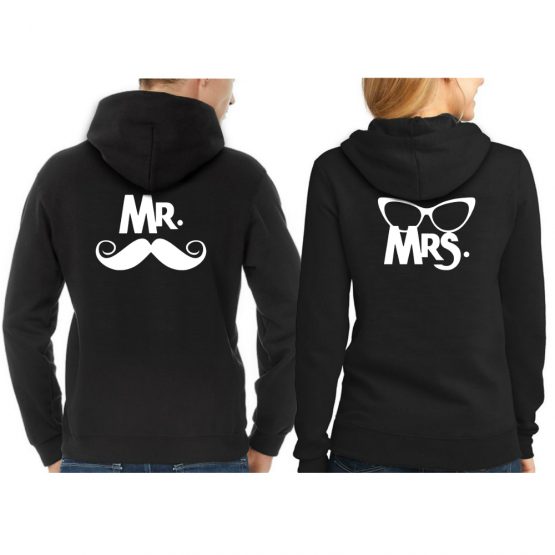 Mr Mrs hoodie snor bril