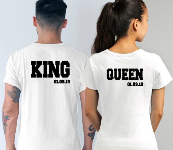 King Queen Shirt met Datum wit