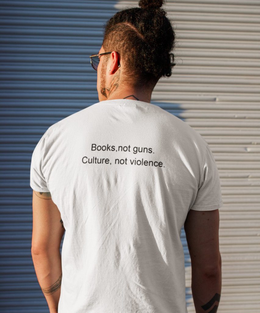 Festival T Shirt Books Not Guns wit