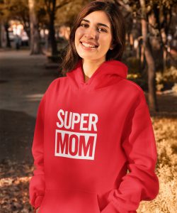 Moederdag Hoodie Super Mom Rood