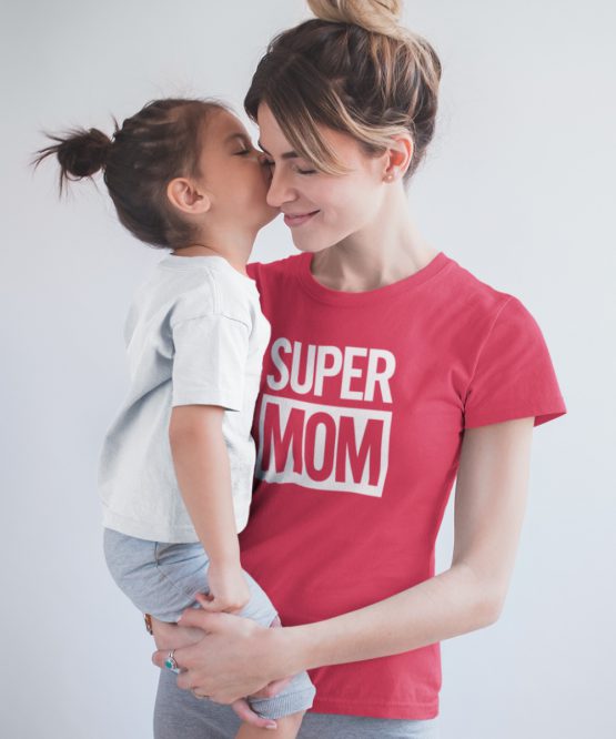 Moederdag T-Shirt Super Mom Rood
