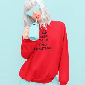 Roter Weihnachtspullover Keep Calms Its Only Christmas Black