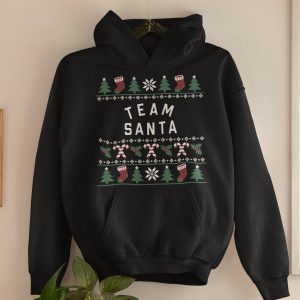 Falscher Weihnachts Hoodie Schwarz Candy Cane Team Santa Produktfoto