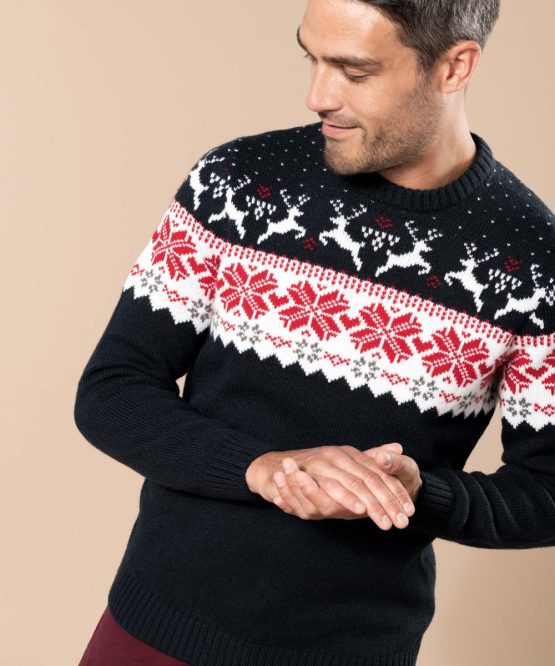 Falscher Weihnachtspullover Dunkelblau Rentier Herren