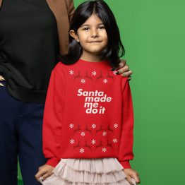 Falscher Weihnachtspullover Kind Rot Santa Made Me Do It Rentier