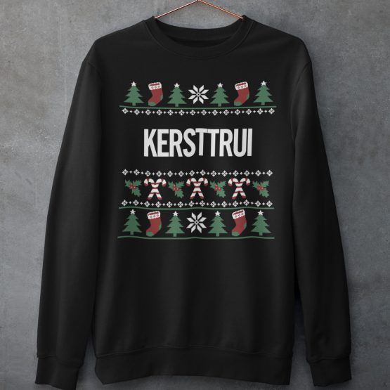 Falscher Weihnachtspullover Schwarz Candy Cane Weihnachtspullover