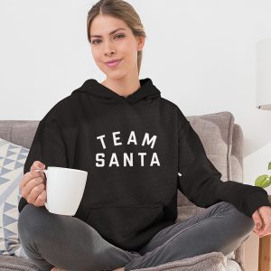 Weihnachts Hoodie Schwarz Team Santa Text Damen