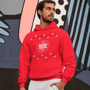 Weihnachts Hoodie Rot Merry Christmas Round Rentiere