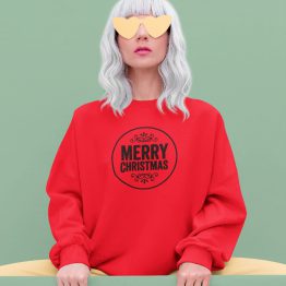 Roter Weihnachtspullover Merry Christmas Black