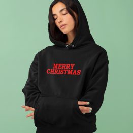 Schwarzer Weihnachts Hoodie Premium Merry Christmas