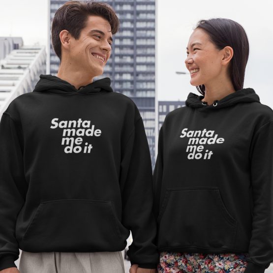 Weihnachts Hoodies Paar Santa Made Me Do It Weiß Schwarz