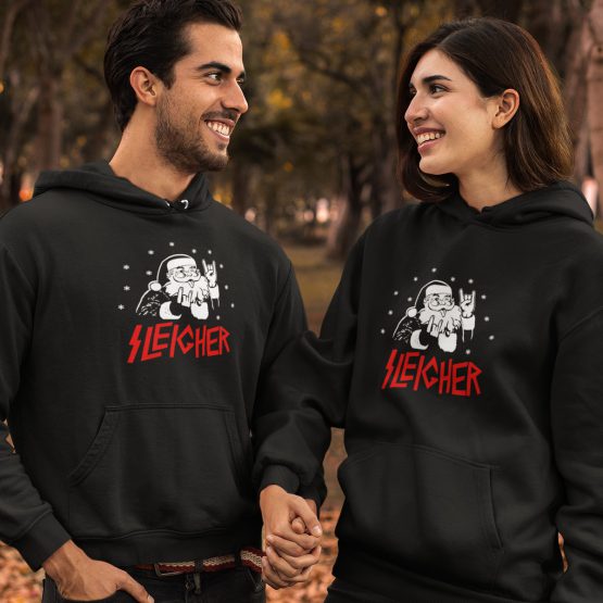Weihnachts Hoodies Paar Sleigher Schwarz