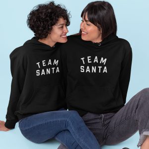 Weihnachts Hoodies Paar Team Santa Weiß Schwarz
