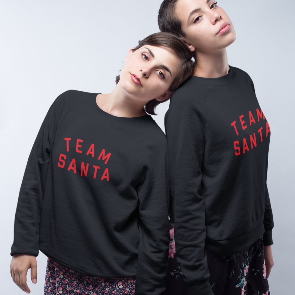 Weihnachtspullover Paar Team Santa Schwarz